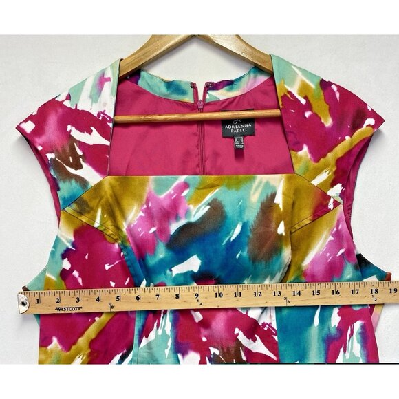 Adrianna Papell Cap Sleeve Square Neck Sheath Dress Women Size 16 Multicolor - Picture 10 of 15